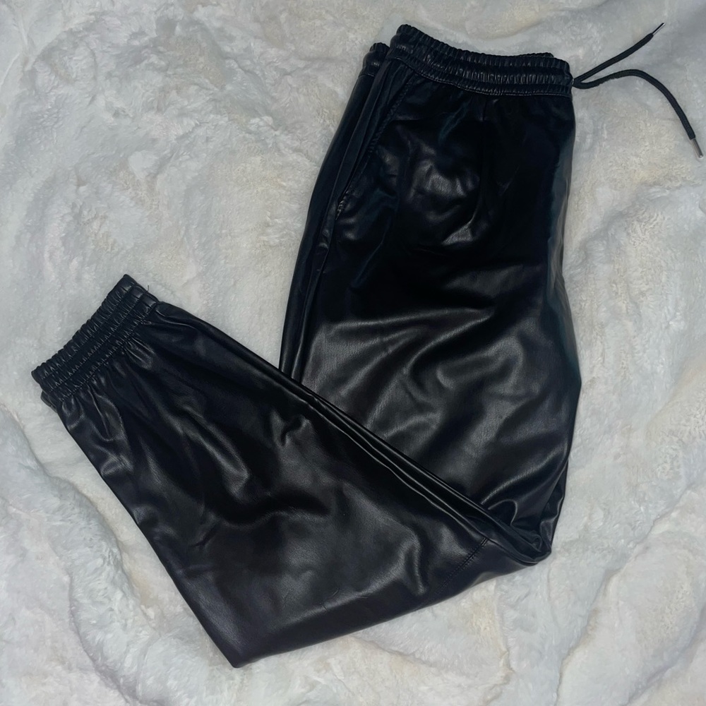 Zara leather joggers